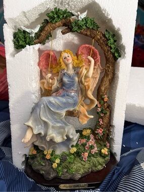 REBECCA "BEAUTIFUL DREAMER" Seraphim Angel Figure Blue Dress with Pink Wings